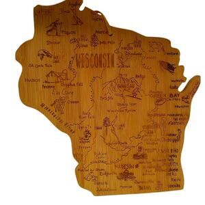 Totally Bamboo Destination Wisconsin State Shaped Serving & Cutting Board
